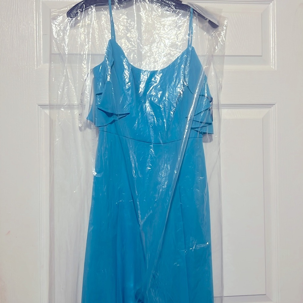 NWT David’s bridal - off shoulder bridesmaid dress in color - Malibu